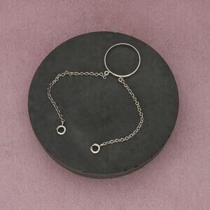 ⚡️reserved⚡️ sterling silver two chains with spring clasp finger ring chatelaine